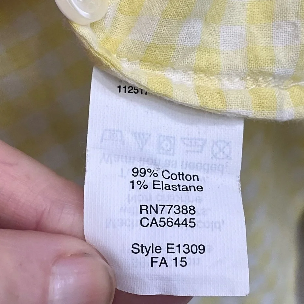 J. Crew Cottagecore Yellow Gingham Button Up Shirt Collared Sz M Layering Preppy
